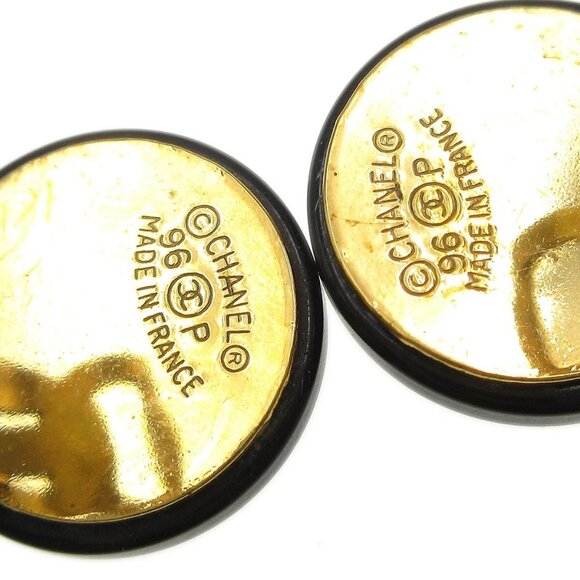 Chanel Artificial Pearl Dangle Earrings Clip-On Black 96P 28573 - Picture 4 of 5